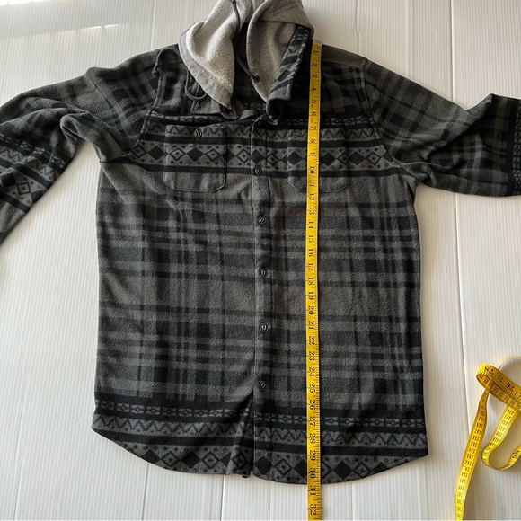 Element Button Down Black and Gray Plaid Drawstring Hooded Jacket Size XL - Picture 9 of 10